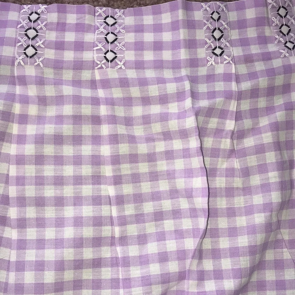 Lavender and White Gingham Vintage Kitchen Half Apron Handmade Needlework